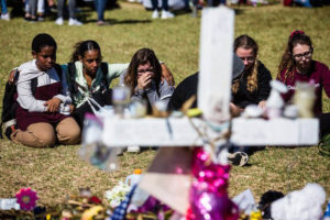 Students from Marjory Stoneman Douglas High School in Parkland, Fla., gathered at the nearby Pine Trails Park. Credit Saul Martinez for The New York Times